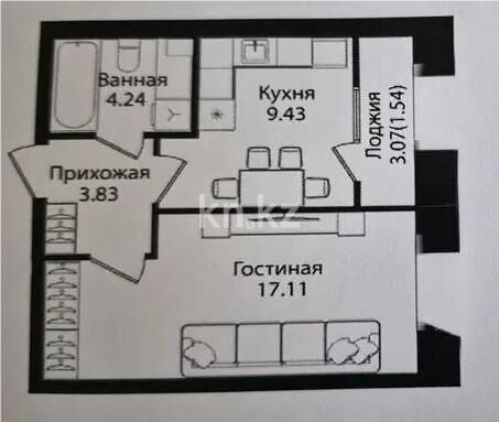 Продажа 1-комнатной квартиры, 36.15 м² - Продажа однокомнатных квартир в монолитно-каркасном доме в Астане - страница 9 фото 1 из 1