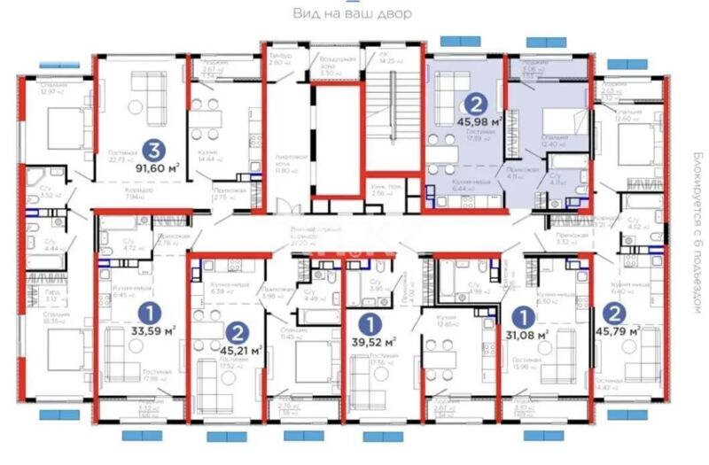 Продажа 2-комнатной квартиры, 45.98 м² - Продажа двухкомнатных квартир в монолитном доме в Казахстане - страница 12 фото 1 из 1