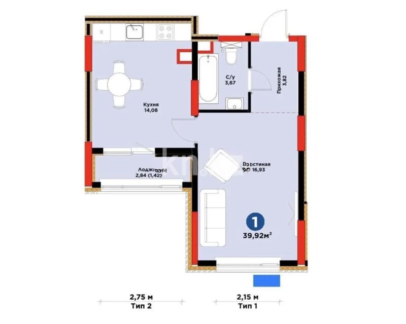 Продажа 1-комнатной квартиры, 40 м² - Продажа квартир в Астане - страница 51 фото 1 из 1