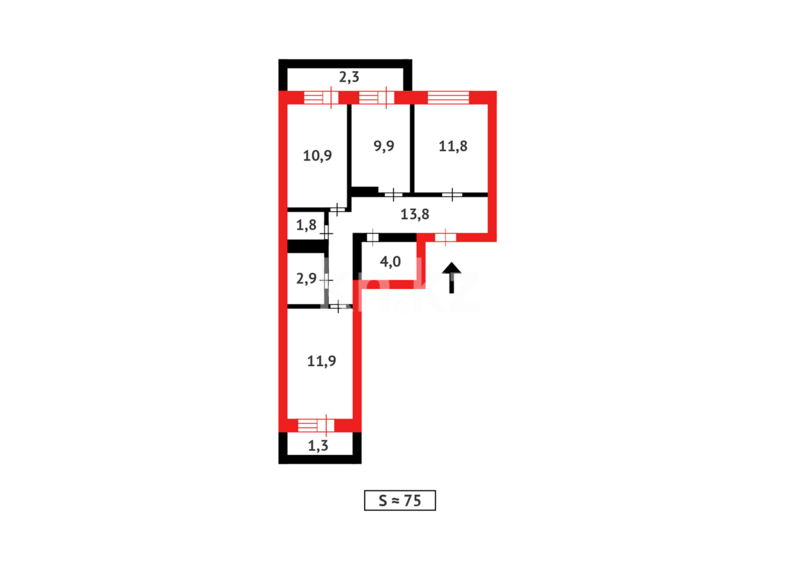 Продажа 3-комнатной квартиры, 75 м² - Продажа квартир в блочном доме в Астане - страница 177 фото 11 из 11