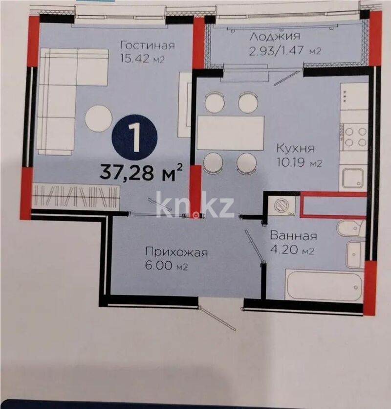 Продажа 1-комнатной квартиры, 37.28 м² - Продажа однокомнатных квартир в р-не Есиль Астаны - страница 32 фото 1 из 1