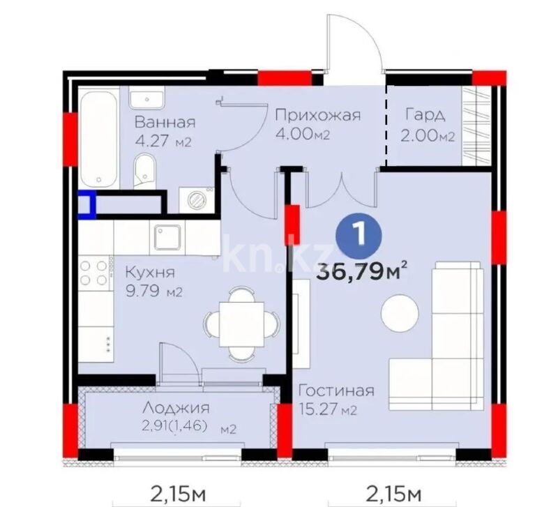 Продажа 1-комнатной квартиры, 37 м² - Недвижимость в Астане - страница 7 фото 1 из 1