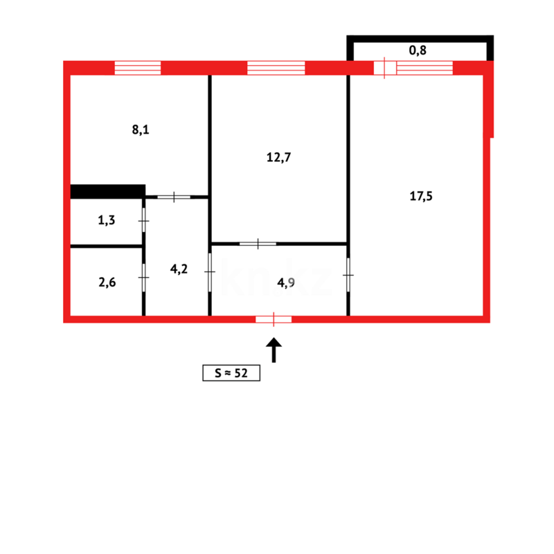 Продажа 2-комнатной квартиры, 52 м² - Продажа двухкомнатных квартир в Темиртау - страница 3 фото 17 из 17