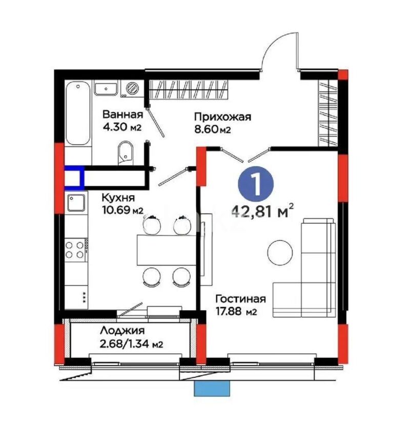 Продажа 1-комнатной квартиры, 43 м² - Продажа однокомнатных квартир в р-не Есиль Астаны - страница 27 фото 1 из 1
