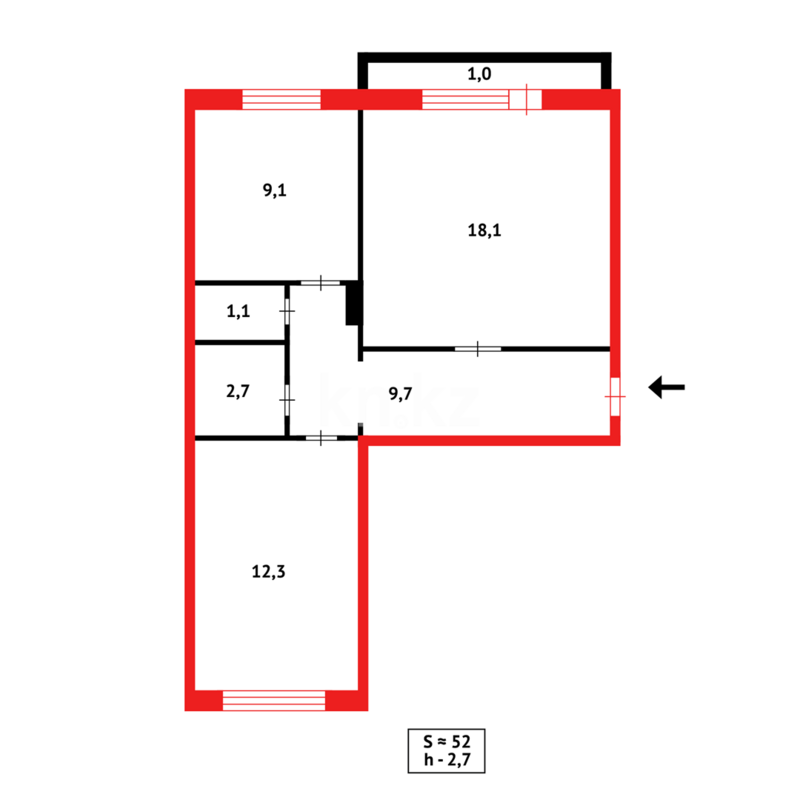 Продажа 2-комнатной квартиры, 52 м² - Продажа двухкомнатных квартир на Юго-Востоке Караганды - страница 22 фото 11 из 11