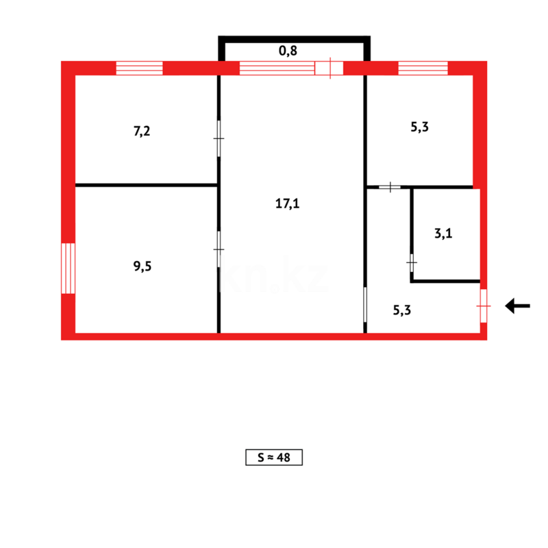 Продажа 3-комнатной квартиры, 48 м² - Продажа трехкомнатных квартир в Темиртау - страница 13 фото 8 из 8
