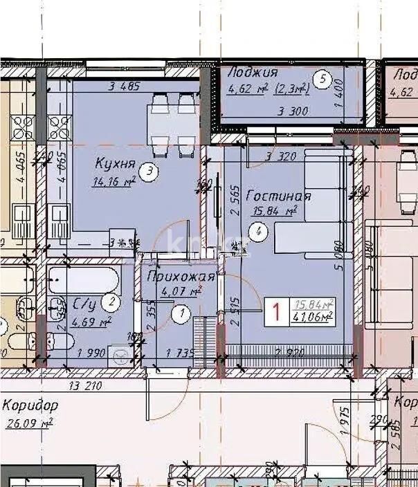 Продажа 1-комнатной квартиры, 41.07 м² - Продажа однокомнатных квартир в р-не Нура Астаны - страница 19 фото 4 из 4