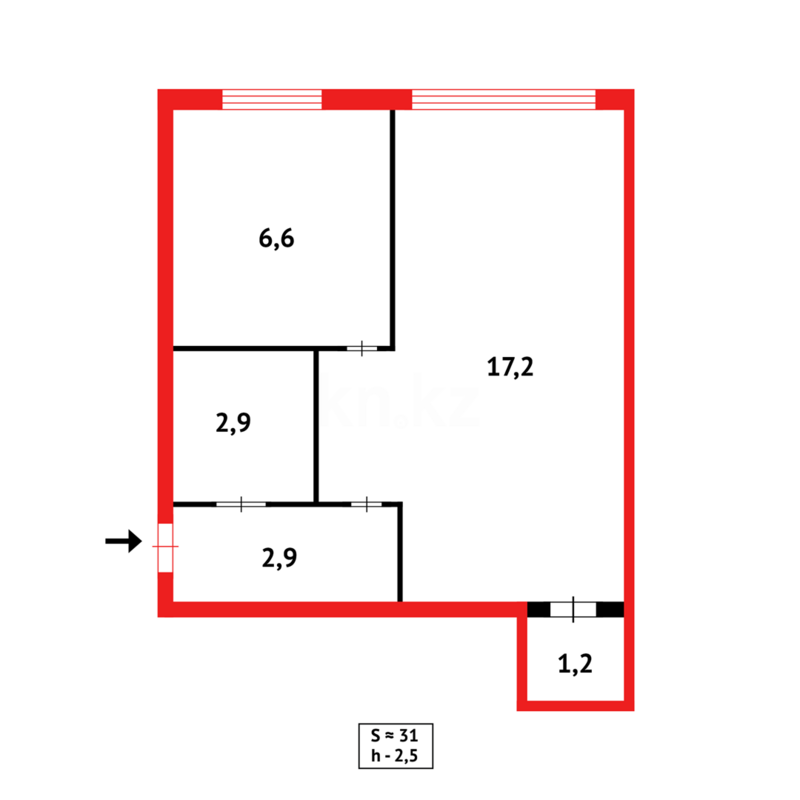 Продажа 1-комнатной квартиры, 31 м² - Продажа однокомнатных квартир в Городе Караганды - страница 6 фото 11 из 11