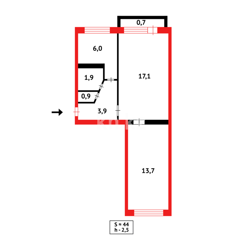 Продажа 2-комнатной квартиры, 43 м² - Продажа двухкомнатных квартир в панельном доме в Караганде - страница 14 фото 6 из 6