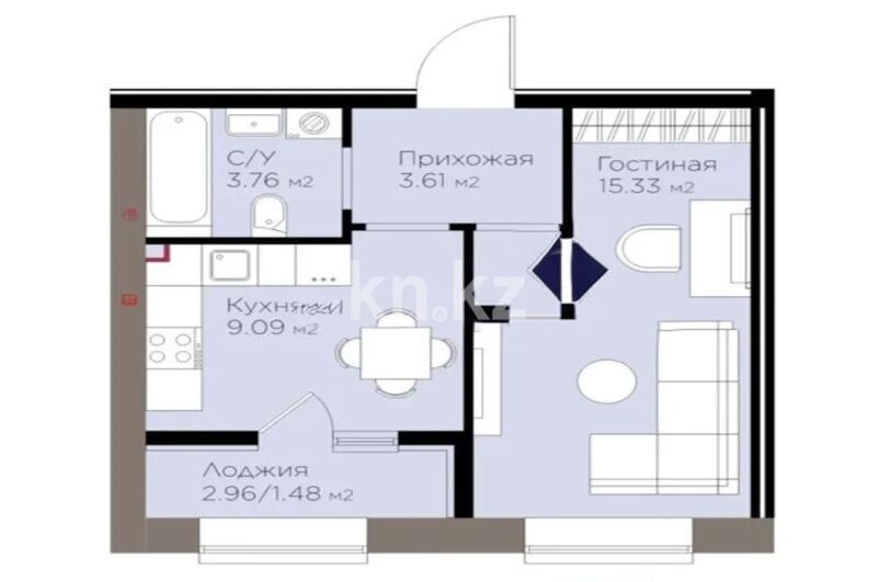 Продажа 1-комнатной квартиры, 33.27 м² - Продажа однокомнатных квартир в блочном доме в Казахстане - страница 54 фото 1 из 1
