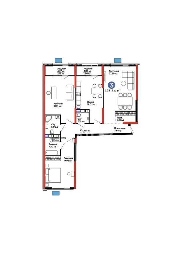 Продажа 3-комнатной квартиры, 120 м² - Продажа трехкомнатных квартир в Бостандыкском р-не Алматы - страница 20 фото 1 из 1