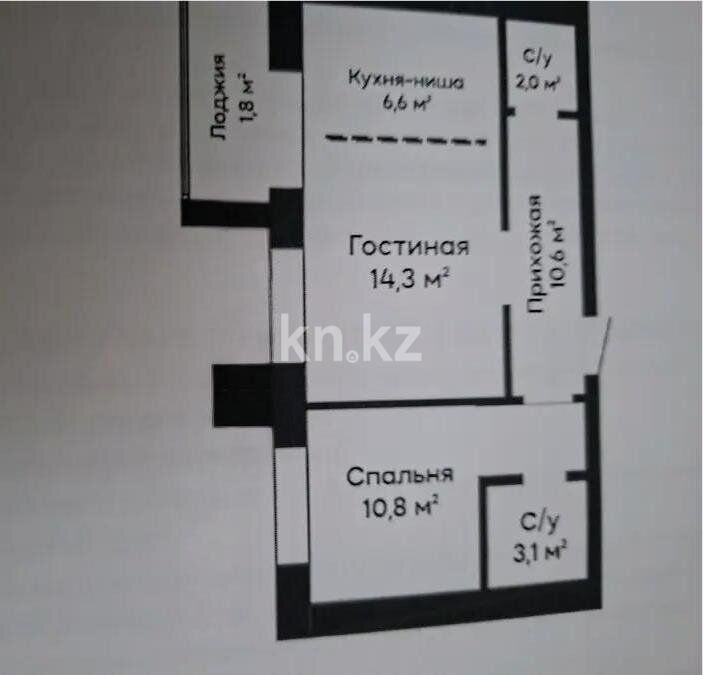 Продажа 1-комнатной квартиры, 46 м² - Продажа однокомнатных квартир в Караганде - страница 2 фото 1 из 1