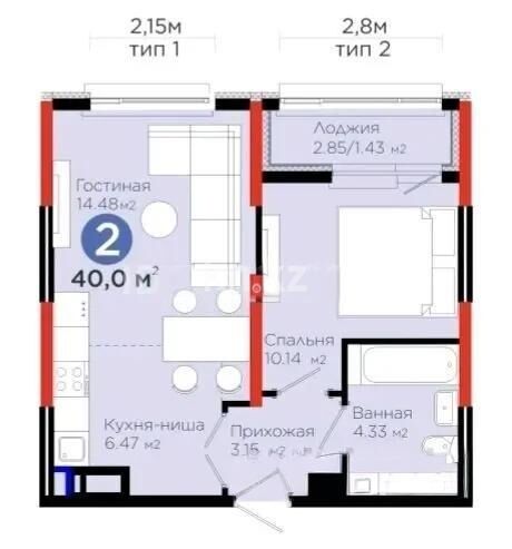 Продажа 2-комнатной квартиры, 40 м² - Продажа двухкомнатных квартир в р-не Нура Астаны - страница 50 фото 1 из 1