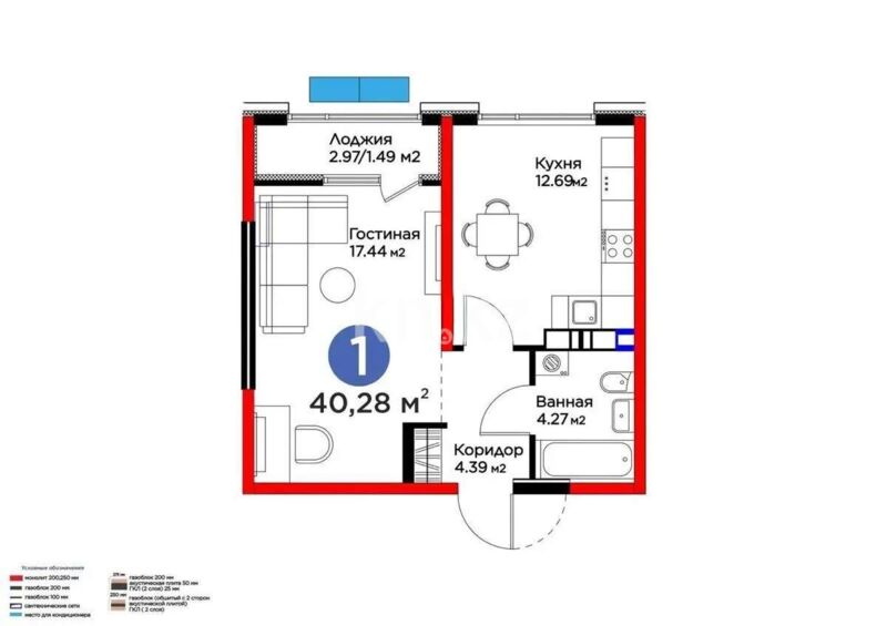 Продажа 1-комнатной квартиры, 40.28 м² - Продажа однокомнатных квартир от собственников в Алматы - страница 16 фото 1 из 1
