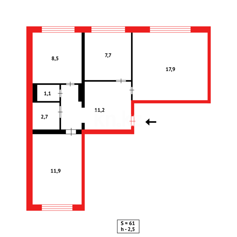 Продажа 3-комнатной квартиры, 61 м² - Продажа трехкомнатных квартир в Караганде - страница 49 фото 18 из 18