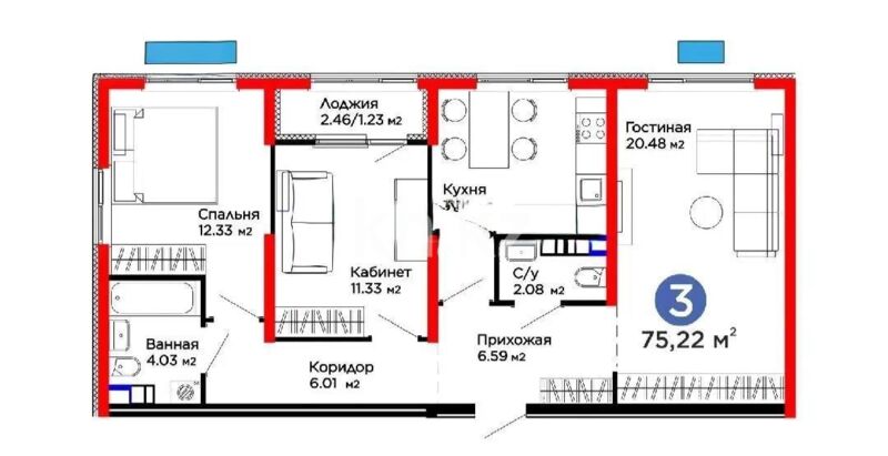 Продажа 3-комнатной квартиры, 75 м² - Продажа трехкомнатных квартир в Алатауском р-не Алматы - страница 3 фото 5 из 5