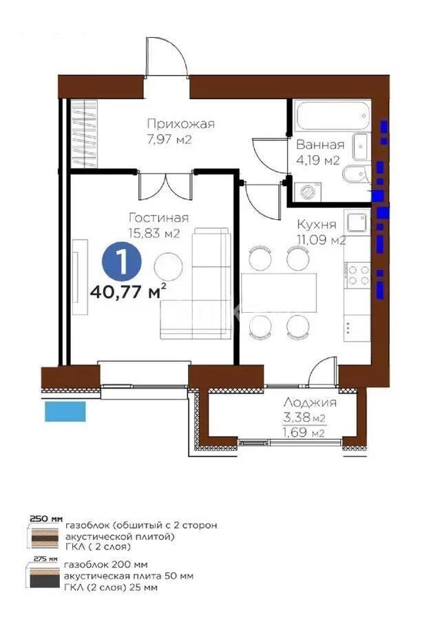 Продажа 1-комнатной квартиры, 41 м² - Продажа однокомнатных квартир в р-не Есиль Астаны - страница 27 фото 1 из 1