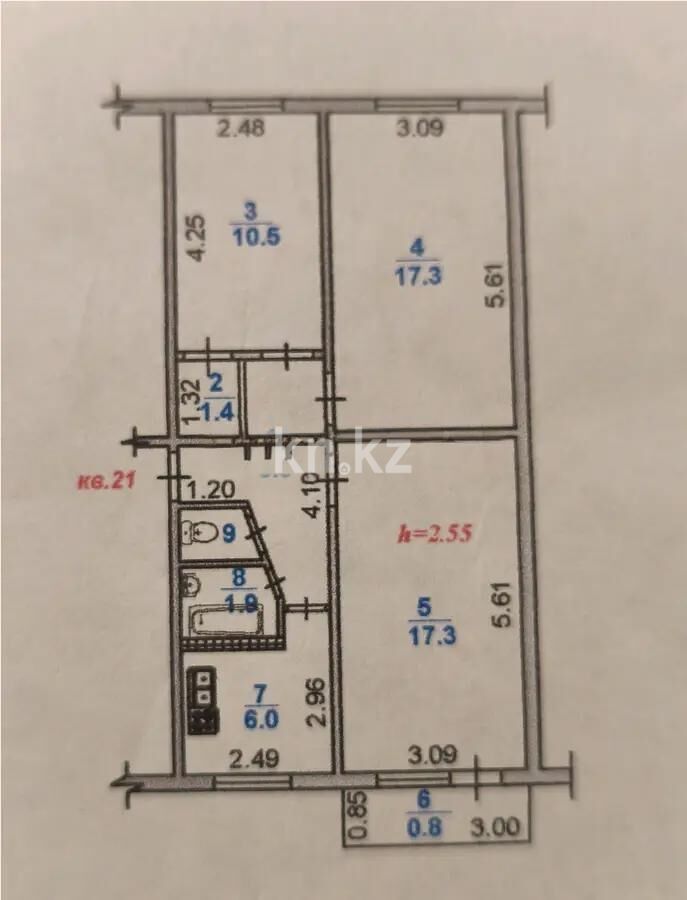 Продажа 3-комнатной квартиры, 62.5 м² - Продажа трехкомнатных квартир в Алматы фото 1 из 1