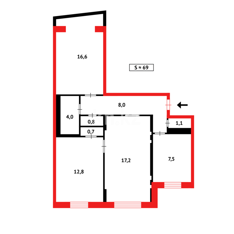 Продажа 3-комнатной квартиры, 68 м² - Продажа трехкомнатных квартир в Темиртау - страница 8 фото 13 из 13
