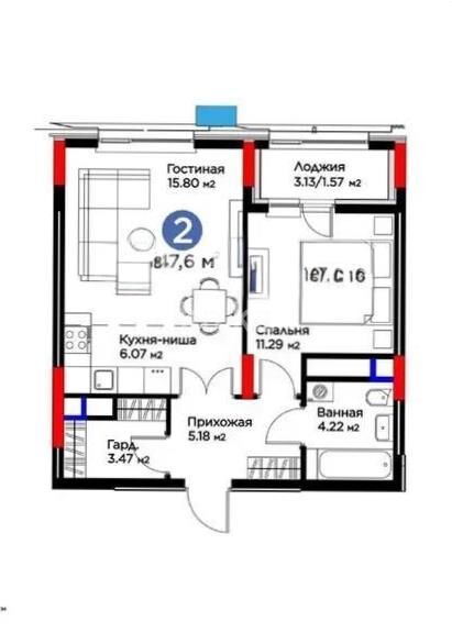 Продажа 2-комнатной квартиры, 47.6 м² - Продажа квартир в блочном доме в Астане - страница 32 фото 1 из 1