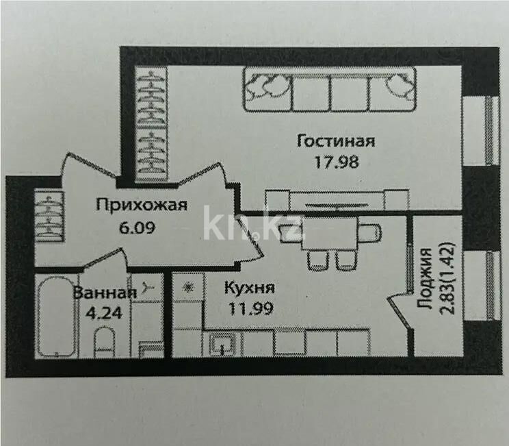 Продажа 1-комнатной квартиры, 41.72 м² - Продажа однокомнатных квартир в Астане - страница 13 фото 1 из 1