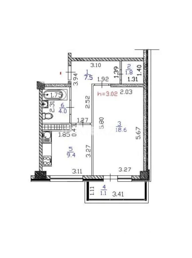 Продажа 1-комнатной квартиры, 42.4 м² - Продажа однокомнатных квартир в монолитном доме в Алматы фото 5 из 5