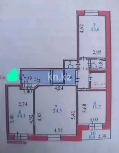 Продажа 3-комнатной квартиры, 82 м² - Продажа трехкомнатных квартир от собственников в Казахстане - страница 5 фото 8 из 8