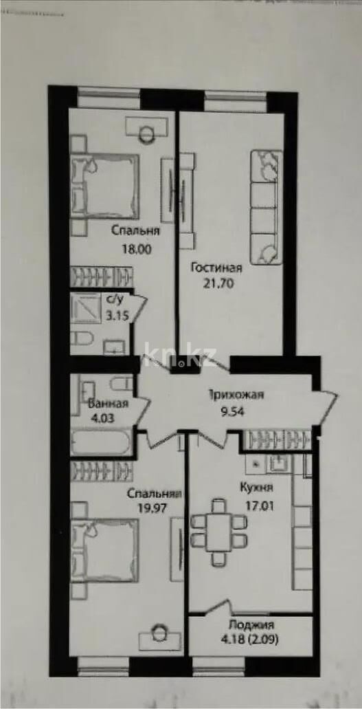 Продажа 3-комнатной квартиры, 95.49 м² - Продажа квартир в новостройках Астаны - страница 477 фото 1 из 1