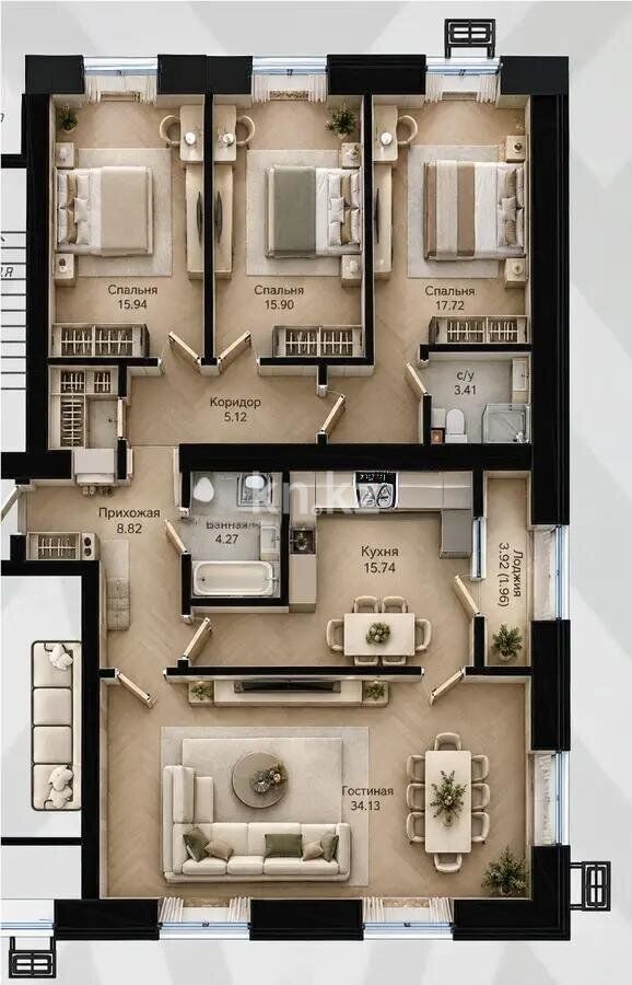 Продажа 4-комнатной квартиры, 125 м² - Продажа четырехкомнатных квартир от собственников в Казахстане фото 1 из 1