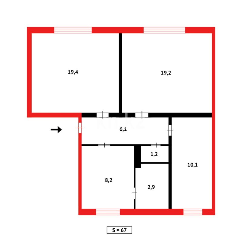 Продажа 3-комнатной квартиры, 67 м² - Продажа трехкомнатных квартир в кирпичном доме в Казахстане - страница 3 фото 8 из 8