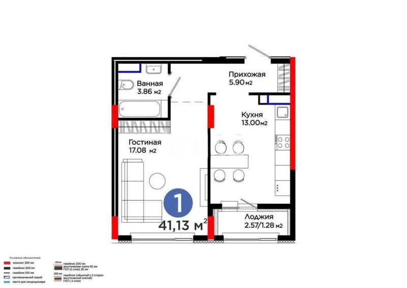 Продажа 1-комнатной квартиры, 41.2 м² - Продажа  однокомнатных квартир в новостройках Астаны - страница 7 фото 3 из 3