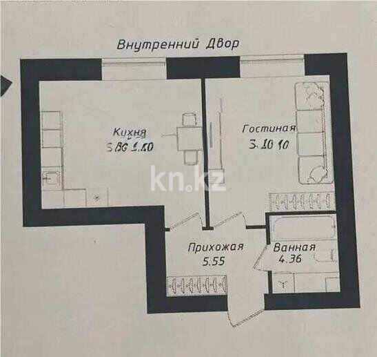 Продажа 1-комнатной квартиры, 45.51 м² - Продажа квартир в Казахстане - страница 36 фото 1 из 1
