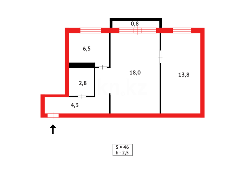 Продажа 2-комнатной квартиры, 46 м² - Продажа двухкомнатных квартир в Абае - страница 3 фото 6 из 6