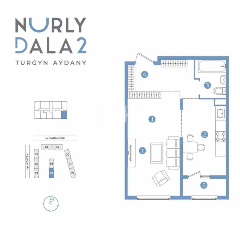 Продажа 1-комнатной квартиры, 34.8 м² - Продажа однокомнатных квартир в Наурызбайском р-не Алматы - страница 10 фото 1 из 1