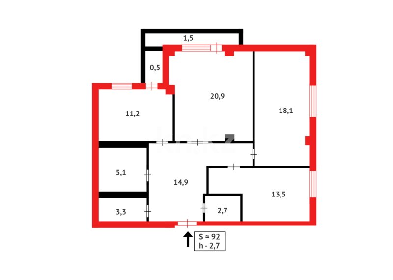 Продажа 3-комнатной квартиры, 91.7 м² - Продажа трехкомнатных квартир в кирпичном доме в Казахстане - страница 50 фото 11 из 11