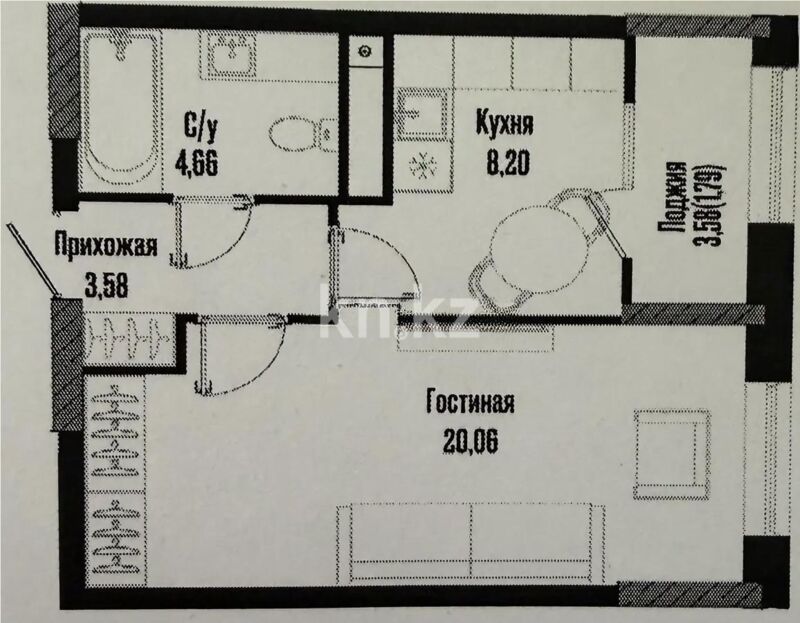 Продажа 1-комнатной квартиры, 38.29 м² - Продажа однокомнатных квартир в р-не Есиль Астаны - страница 16 фото 1 из 1