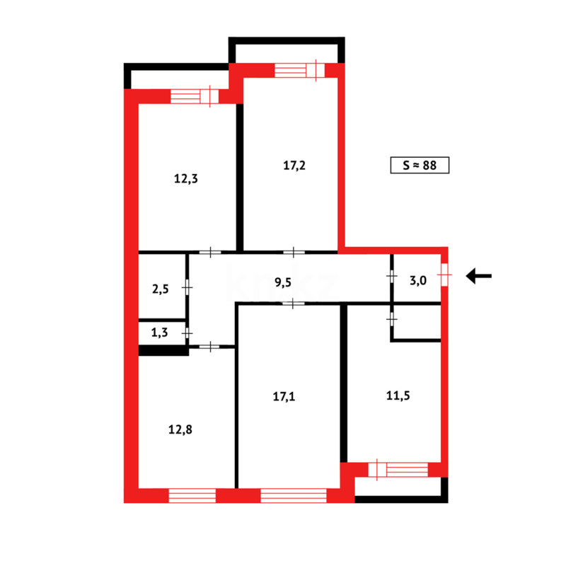Продажа 4-комнатной квартиры, 90 м² - Продажа квартир в панельном доме в Казахстане - страница 238 фото 30 из 30