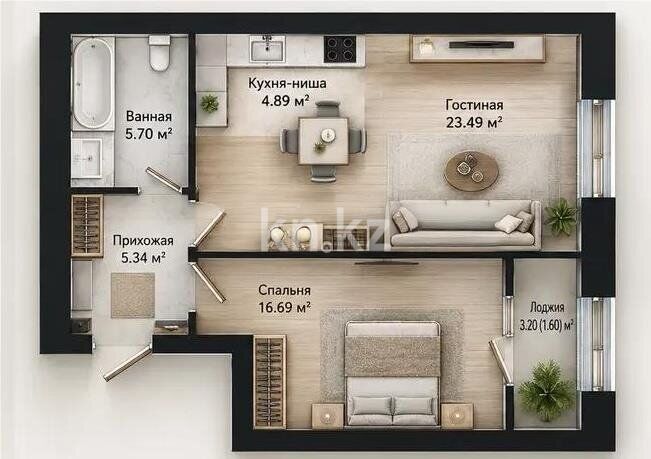 Продажа 2-комнатной квартиры, 58 м² - Продажа двухкомнатных квартир в монолитно-каркасном доме в Казахстане - страница 37 фото 1 из 1