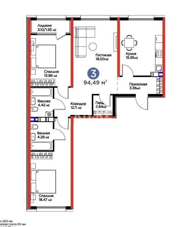 Продажа 3-комнатной квартиры, 94.49 м² - Продажа трехкомнатных квартир в Алатауском р-не Алматы - страница 10 фото 1 из 1