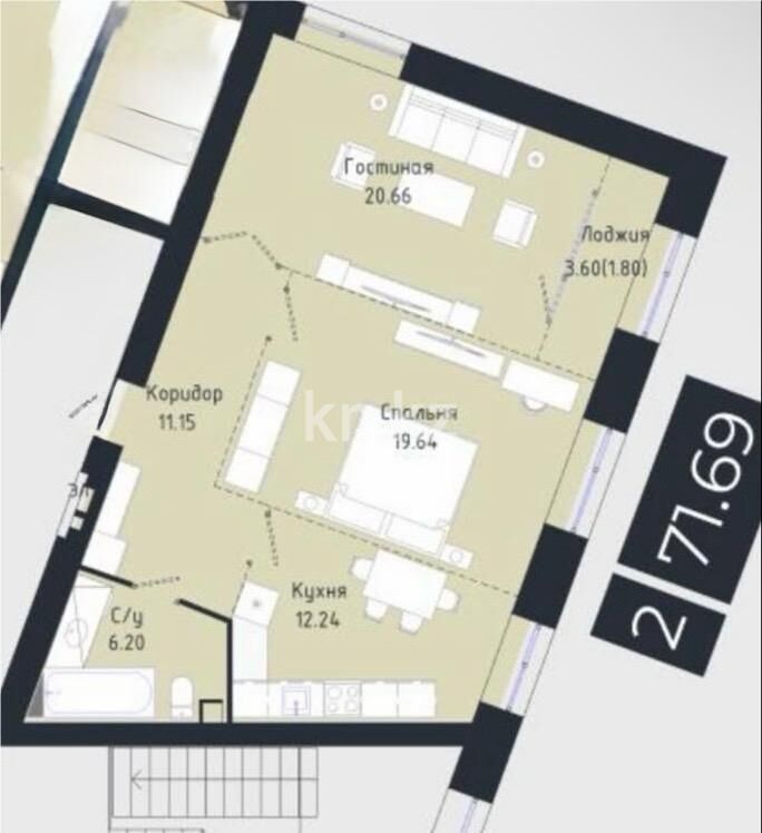 Продажа 2-комнатной квартиры, 72 м² - Продажа двухкомнатных квартир в р-не Есиль Астаны - страница 30 фото 6 из 8