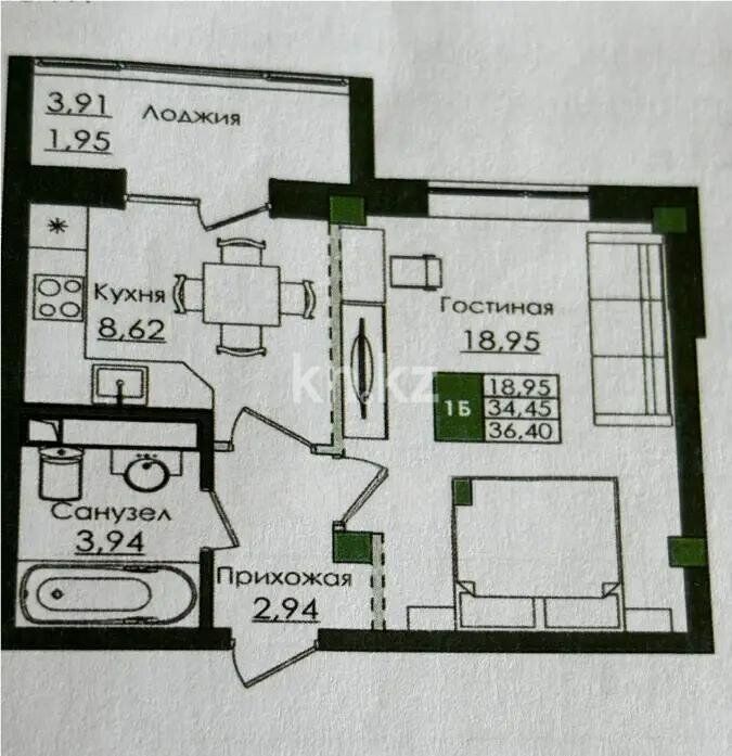 Продажа 1-комнатной квартиры, 36.4 м² - Продажа недвижимости в Казахстане - страница 6 фото 1 из 1