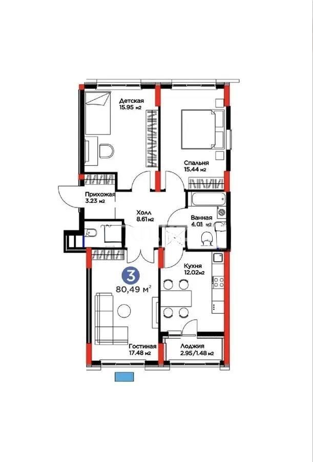 Продажа 3-комнатной квартиры, 81 м² - Продажа квартир в монолитно-каркасном доме в Астане - страница 127 фото 1 из 1