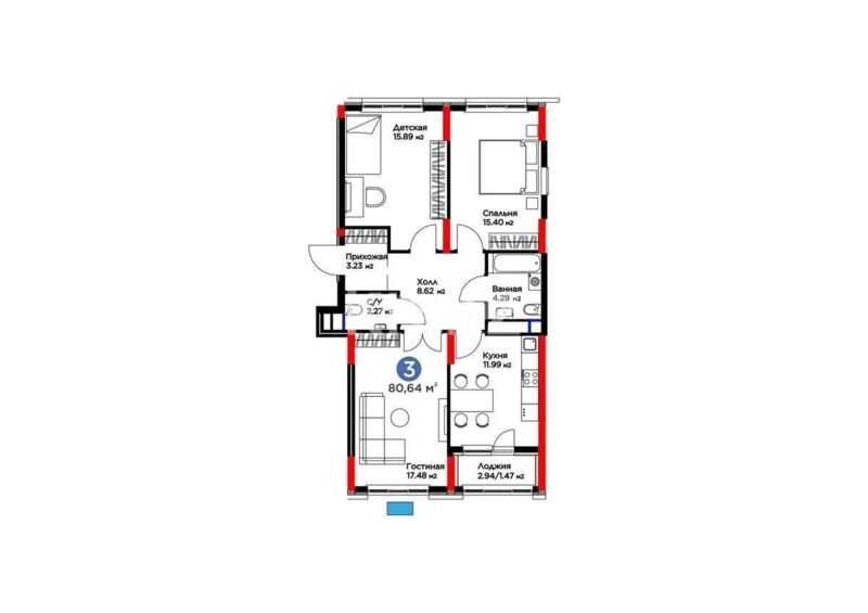 Продажа 3-комнатной квартиры, 80.6 м² - Продажа квартир в р-не Есиль Астаны - страница 23 фото 5 из 5