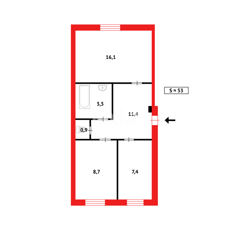 Продажа 2-комнатной квартиры, 54 м² - Продажа двухкомнатных квартир в Городе Караганды - страница 4 фото 8 из 8