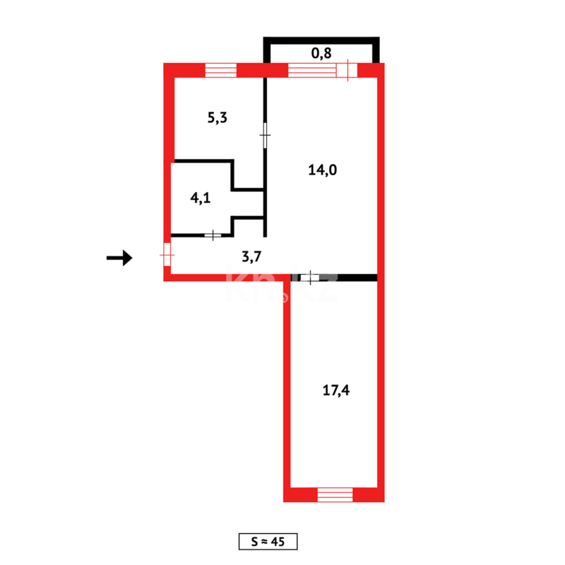 Продажа 2-комнатной квартиры, 44 м² - Продажа двухкомнатных квартир в панельном доме в Темиртау - страница 10 фото 10 из 10