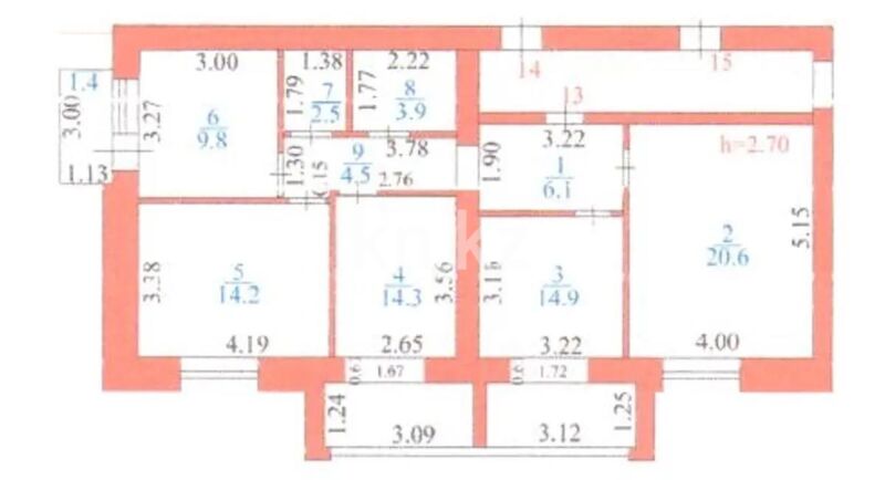Продажа 4-комнатной квартиры, 90 м² - Продажа четырехкомнатных квартир в кирпичном доме в Караганде - страница 4 фото 9 из 9