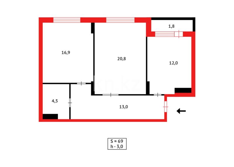 Продажа 2-комнатной квартиры, 69.85 м² - Продажа и аренда жилой и коммерческой недвижимости в Казахстане фото 14 из 14