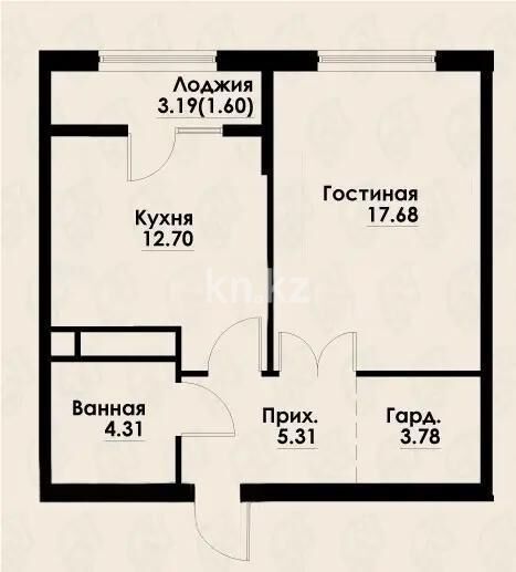 Продажа 1-комнатной квартиры, 45.38 м² - Продажа однокомнатных квартир в монолитно-каркасном доме в Алматы - страница 89 фото 1 из 1