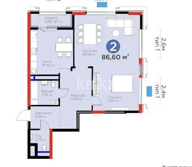 Продажа 1-комнатной квартиры, 86.6 м² - Продажа квартир в блочном доме в Казахстане - страница 85 фото 1 из 1