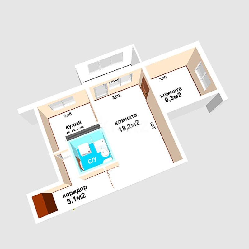 Продажа 2-комнатной квартиры, 42 м² - Продажа двухкомнатных квартир в панельном доме в Алматы - страница 19 фото 17 из 17